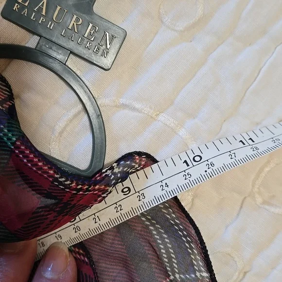 Lauren Ralph Lauren Ruffled Holiday Plaid Oblong Scarf Silk NWT - Picture 11 of 11
